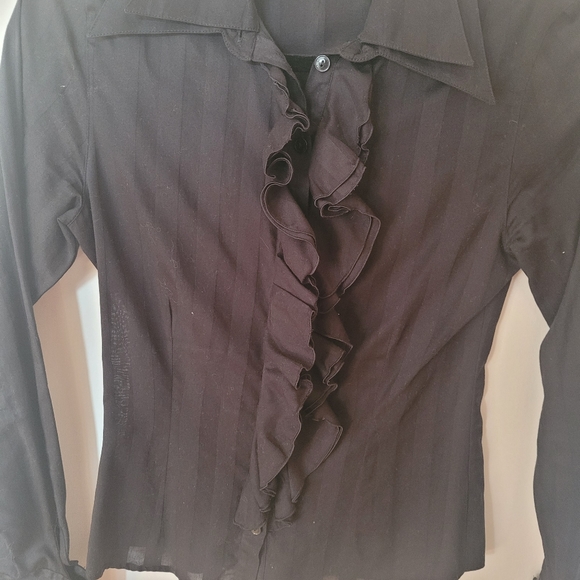 Anne Fontaine black blouse with ruffles - Picture 3 of 5